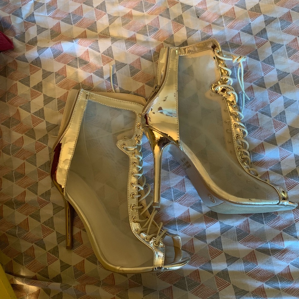 Gold mesh heels